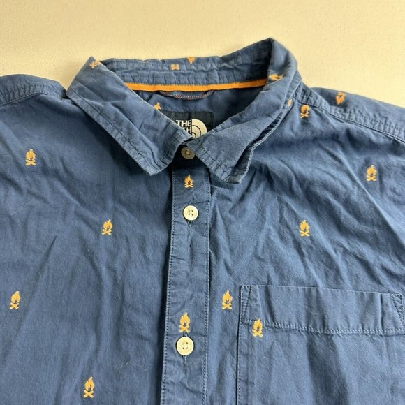 The North Face Baytrail Mens Size XL Blue Short Sleeve Button Up Campfire Shirt - Picture 6 of 10
